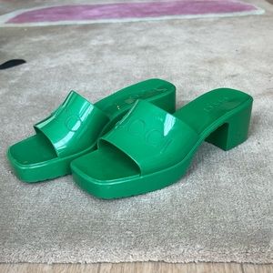 Gucci Rubber Slide Sandal, sz 37, rare Green